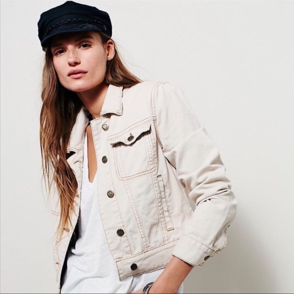 Free people White denim jacket 🧥